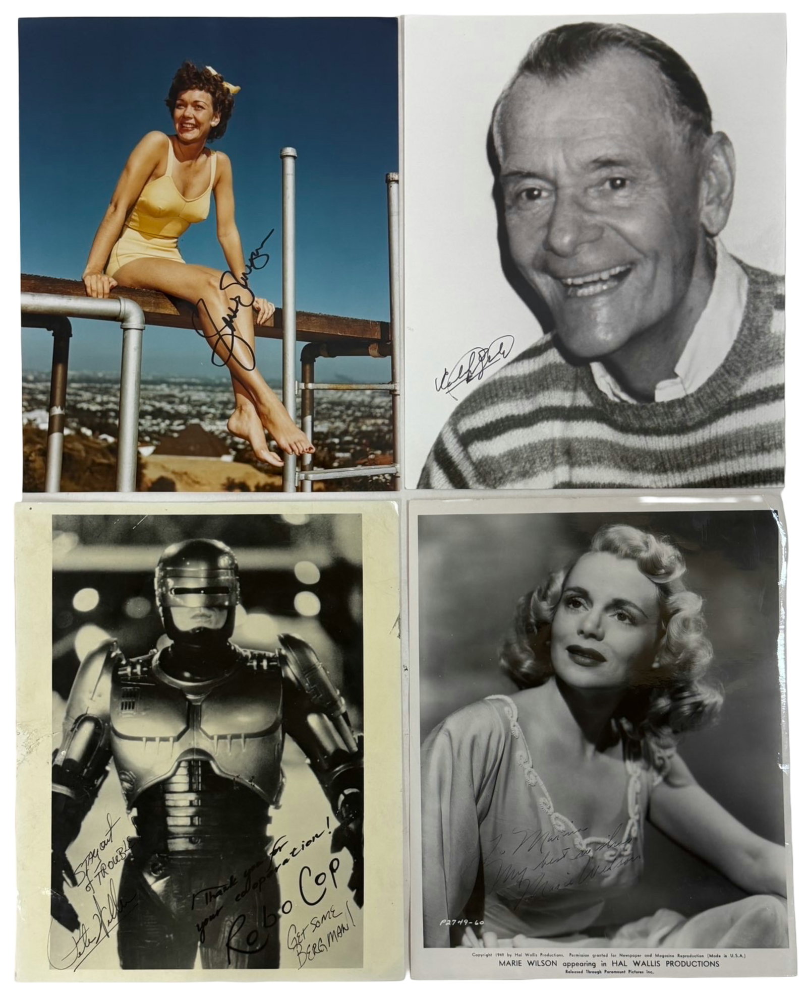Collection of 4 Signed Photos incl. Robocop actor, pin-up actress (mixed): Collection of 4 Signed Photos incl. Robocop actor, pin-up actress (mixed)