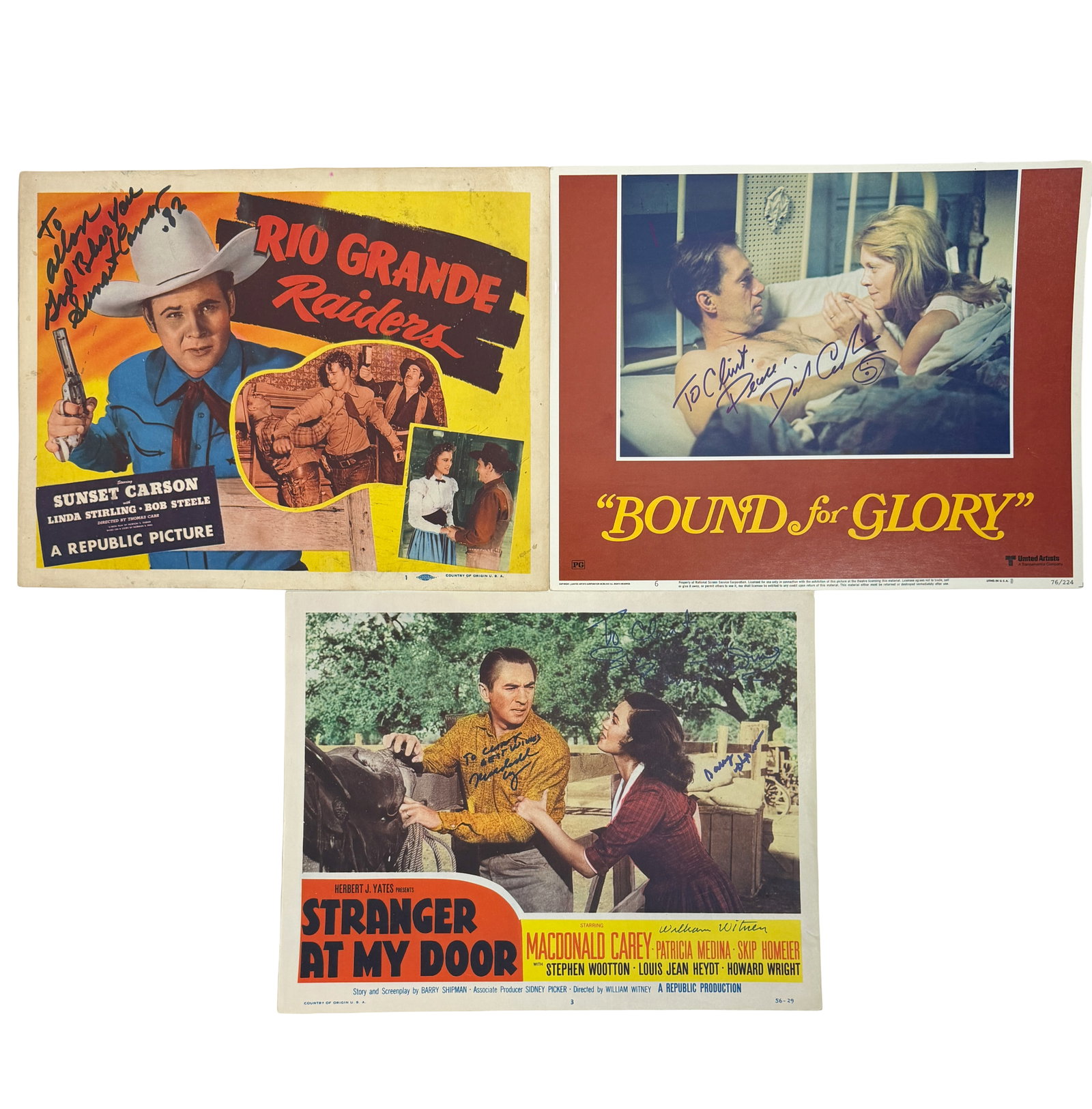 Vintage Hand Signed Lobby Cards (Rio Grande Raiders, Bound for Glory, Stranger at My Door) (1 of 5)