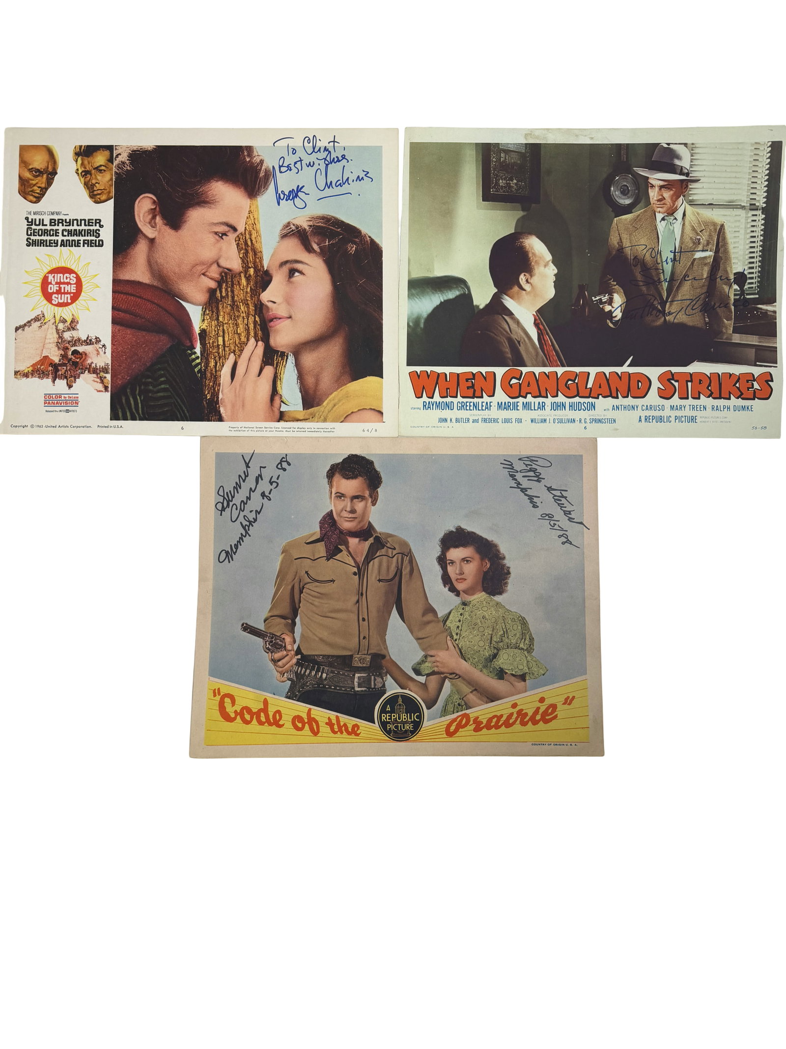 Vintage Hand Signed Lobby Cards (Kings of the Sun, When Gangland Strikes, Code of the Prairie) (1 of 5)