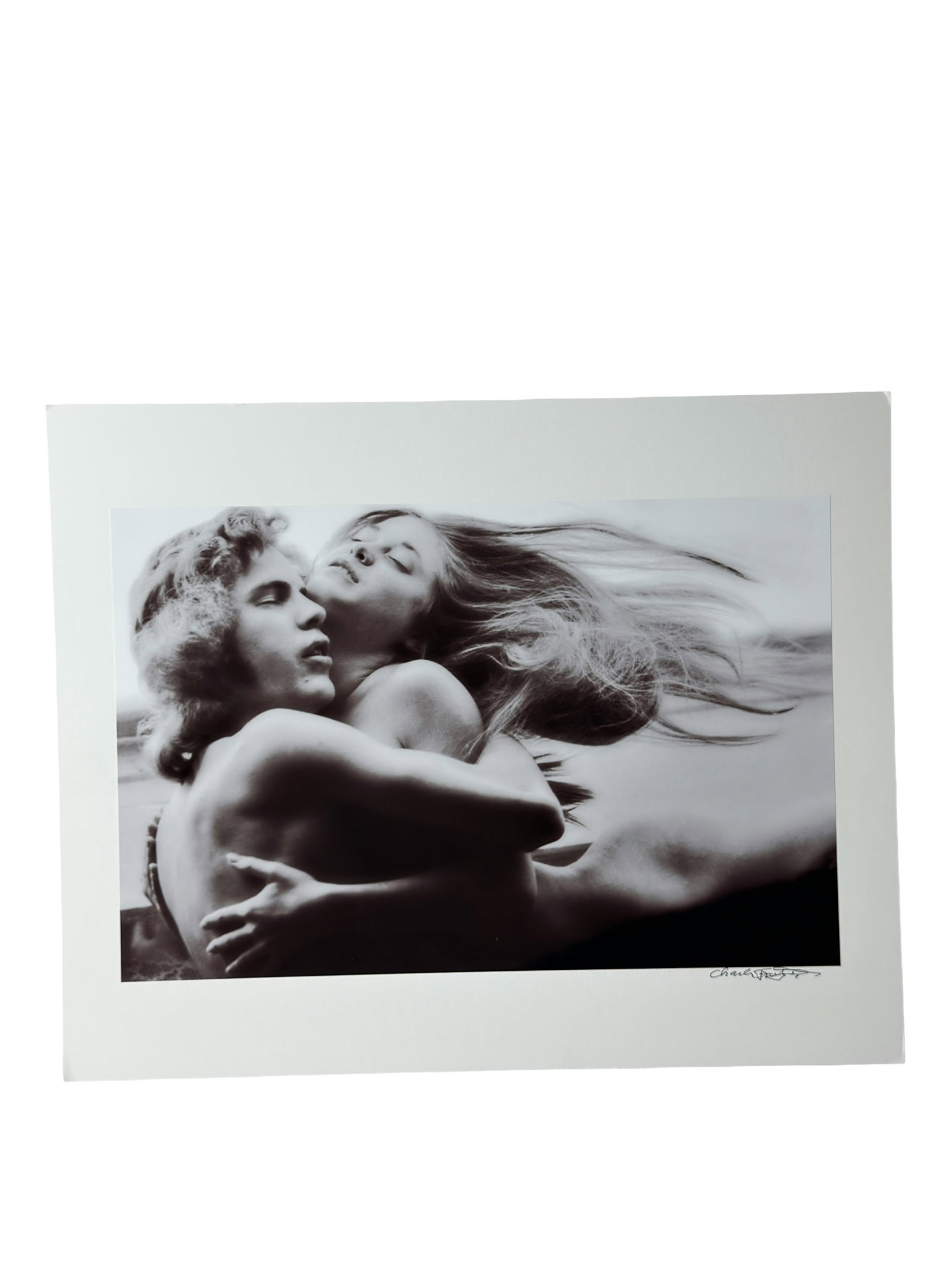 Romantic Nude Couple Photograph (Signed): Black-and-white romantic nude couple photograph, appears signed in margin.