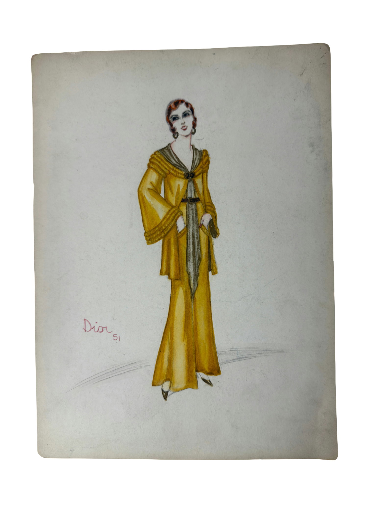 Signed by Dior Fashion Illustration Drawing (1951) (1 of 6)