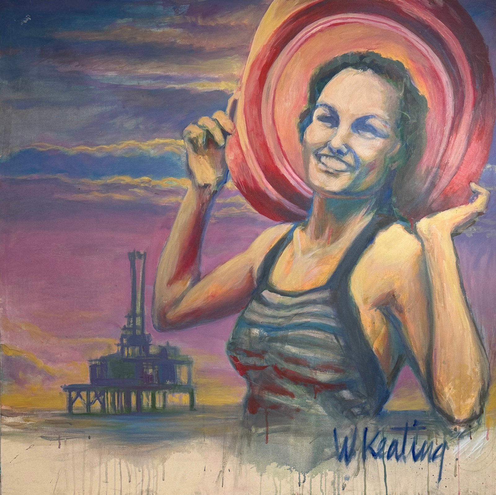 Contemporary Figurative Acrylic on Canvas Large Painting by Warren Keating: Contemporary Figurative Acrylic on Canvas Large Painting by Warren Keating