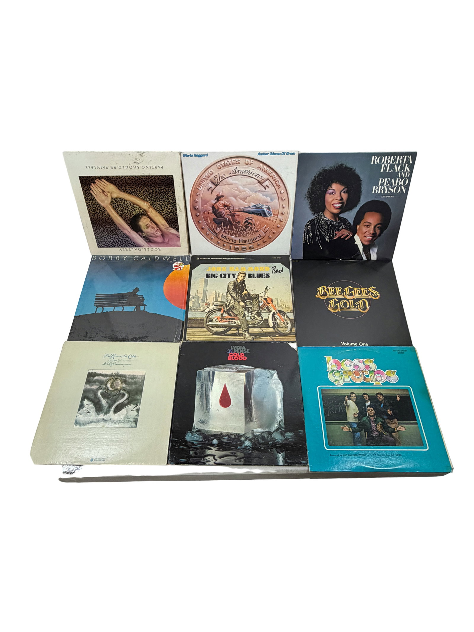 Group of 9 Assorted LP Records including Merle Haggard & Roberta Flack (1 of 4)