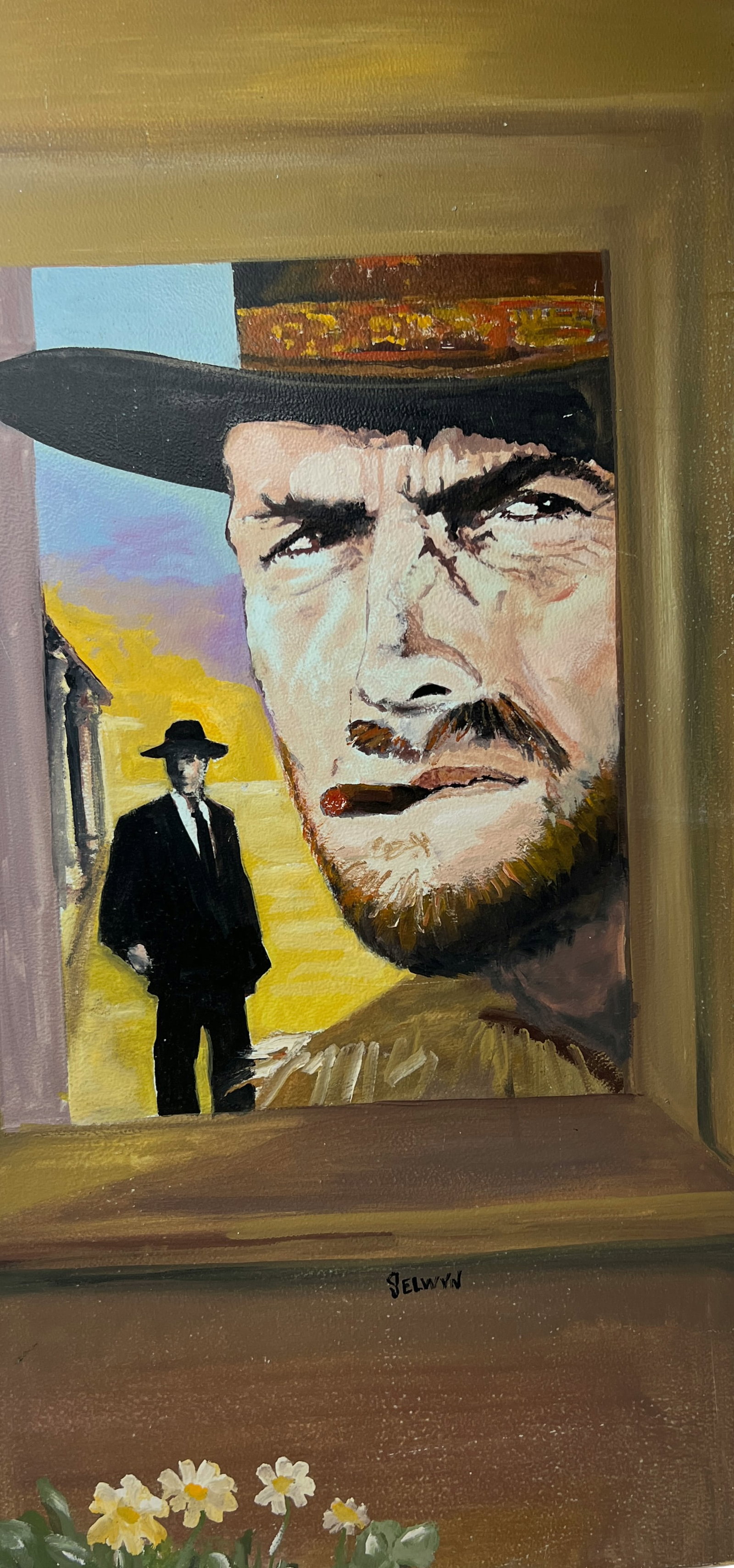 Vintage Rooster Oil Painting on Board signed by Selwyn: Vintage Rooster Oil Painting on Board signed by Selwyn