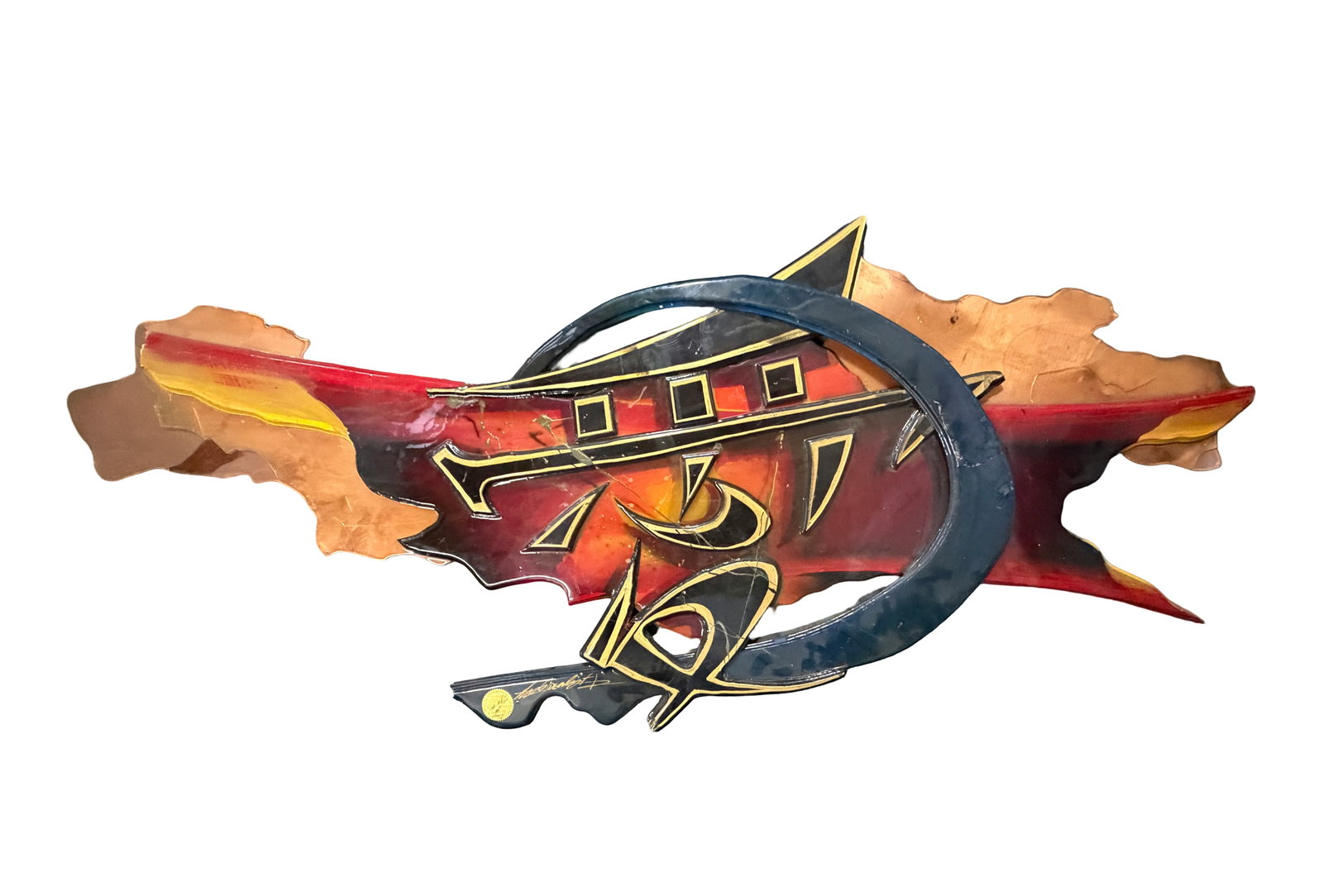 Contemporary Abstract Sculpture Signed: Frequently handcrafted using layered and textured materials like wood (such as MDF) or metal, finished with acrylics and high-gloss lacquer. abstract wall sculpture featuring dynamic, flowing shapes a