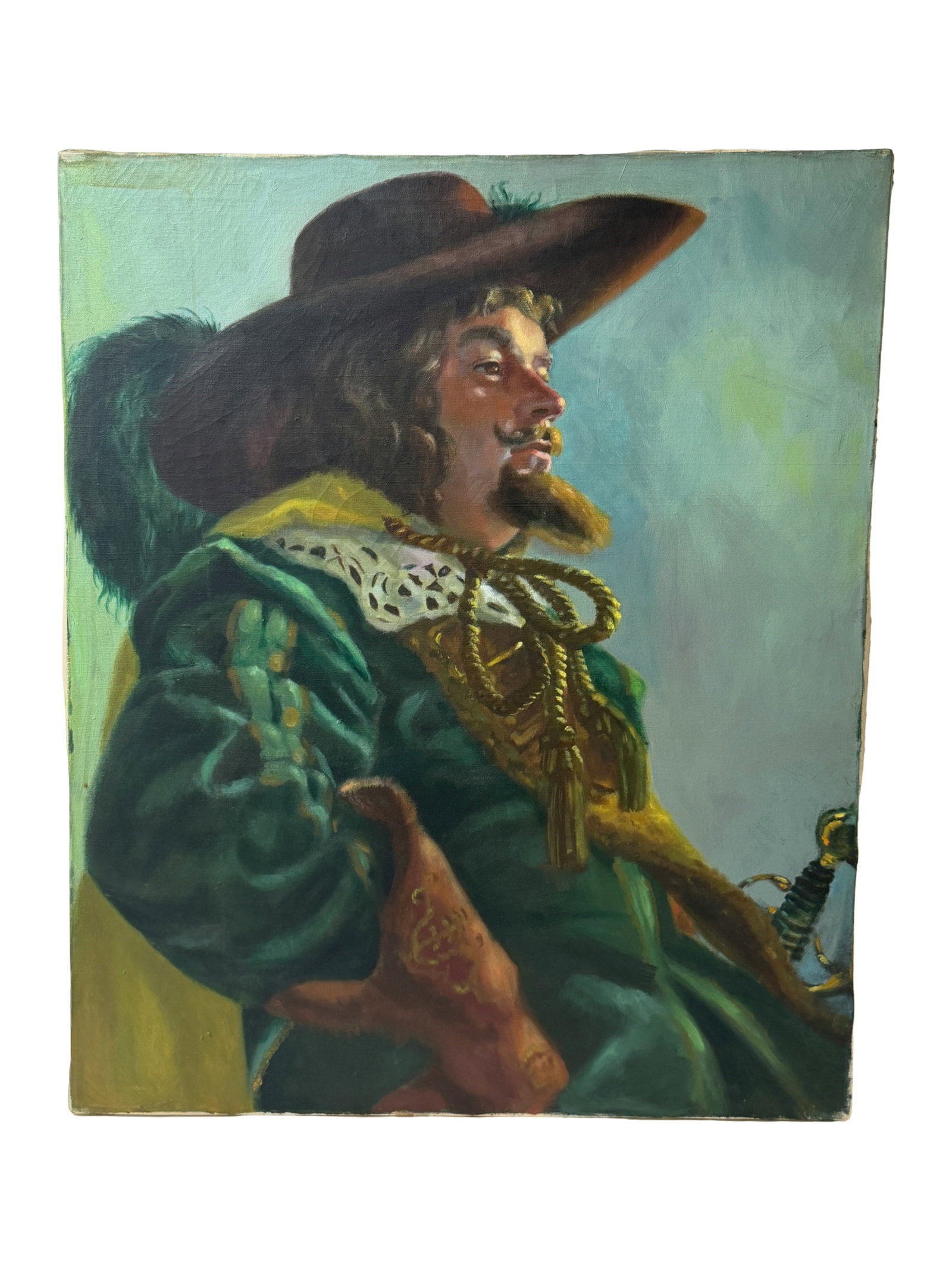 Vintage Oil Painting on Canvas Portrait of Gentleman (1 of 4)