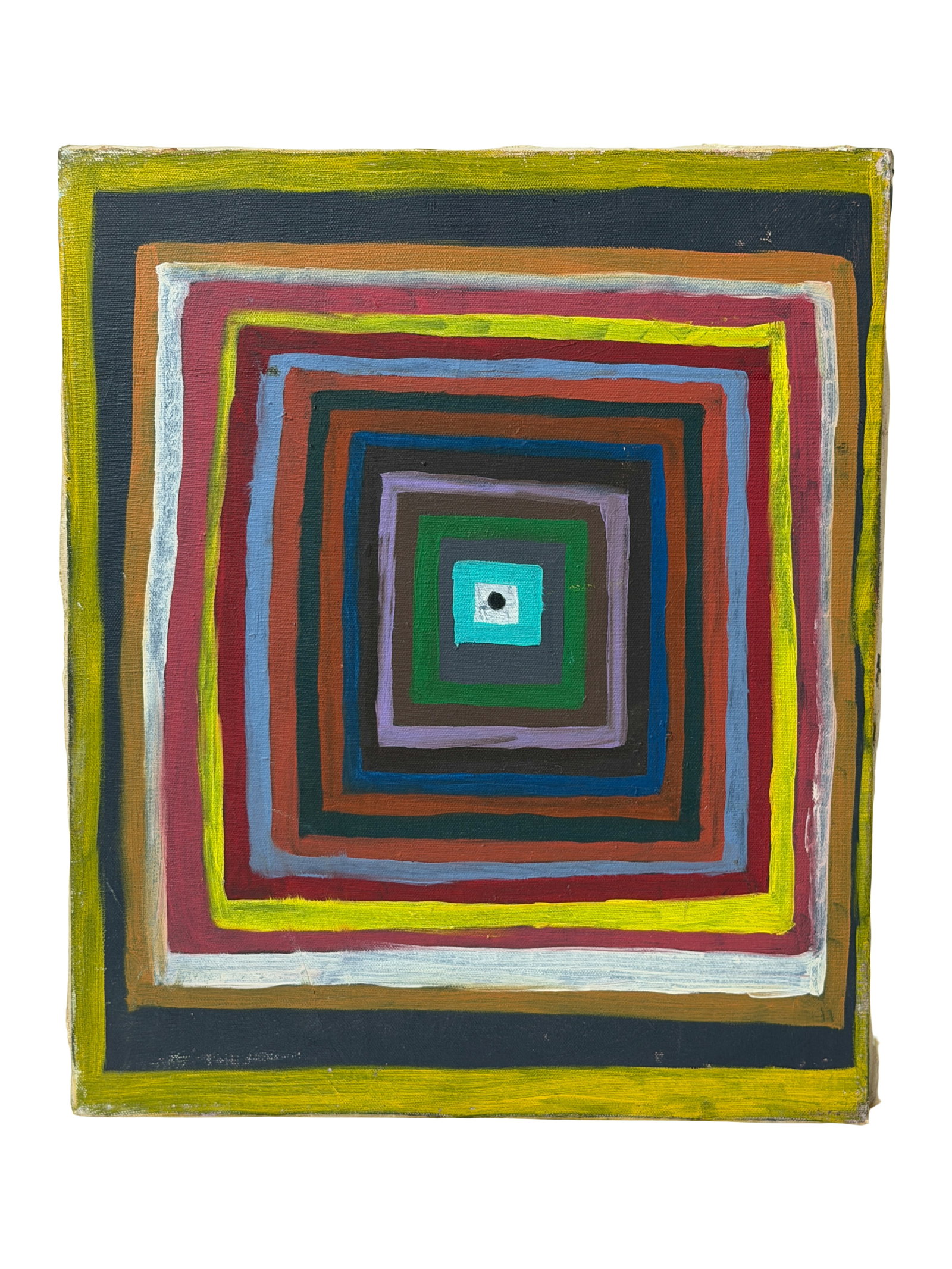 Vintage Mid Century Painting on Canvas Geometric Abstract (1 of 4)