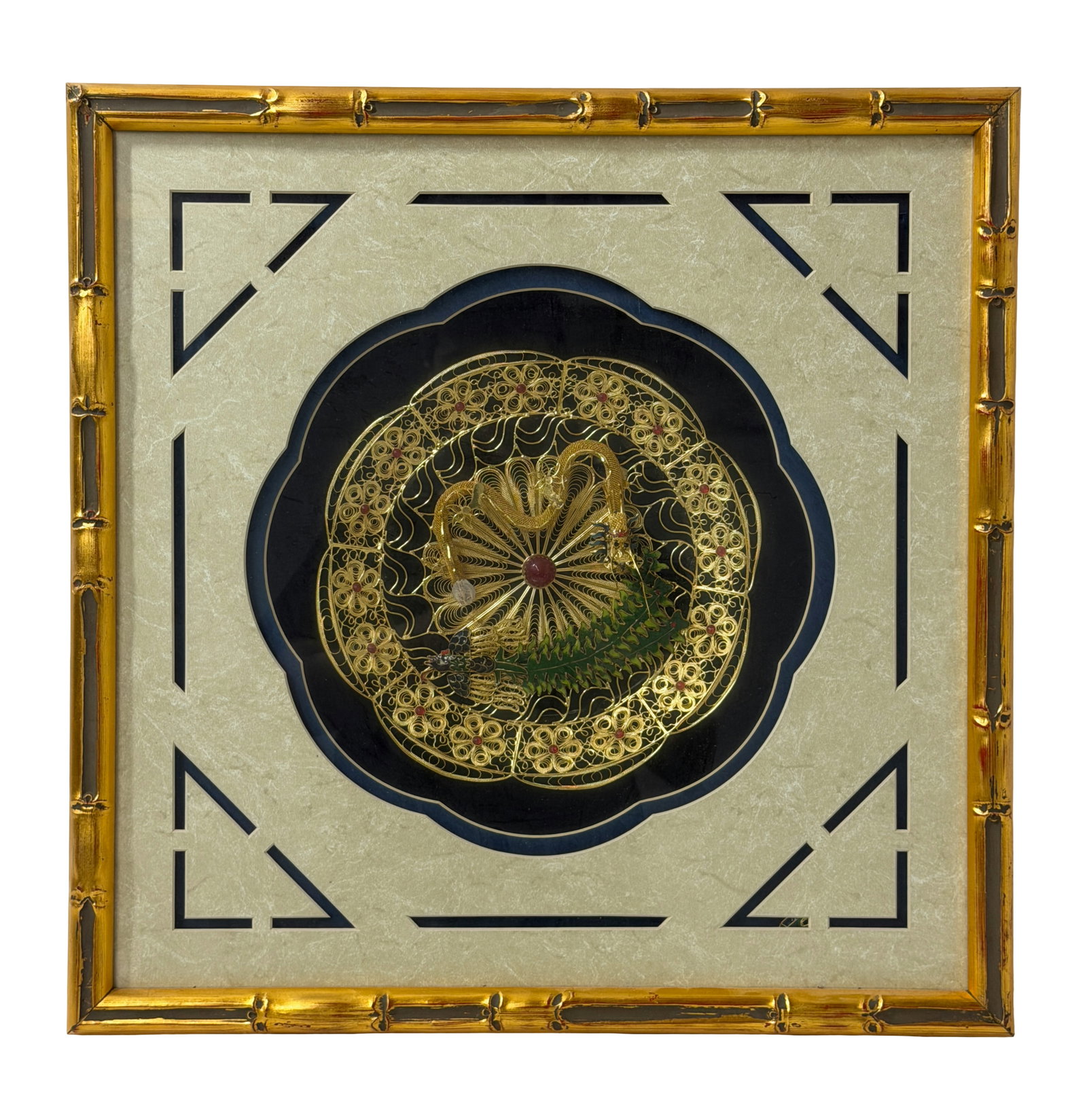 Chinese Dragon Gold Wire Enamel Filigree Cloisonne Inlay (1 of 5)