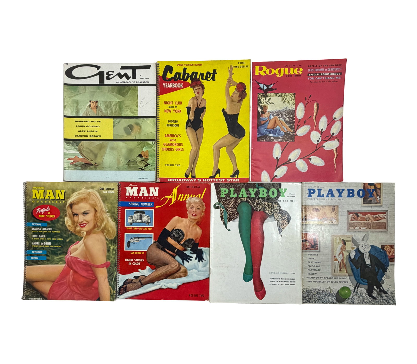Nude Cabaret Yearbook & Gent Magazine Lot: Assorted vintage adult and entertainment publications