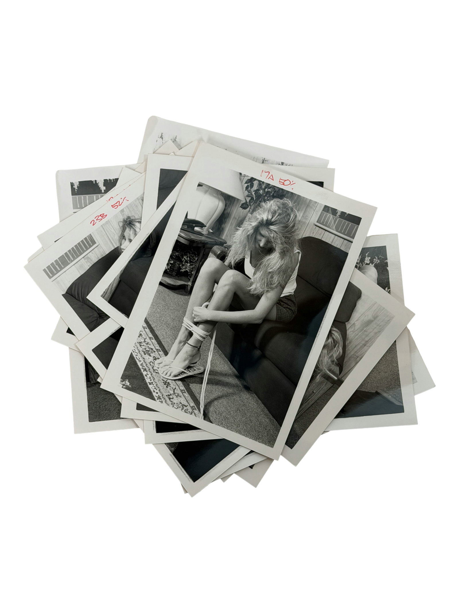 Fetish Nude Studio Photo Lot I: Studio bondage scenes with props, black and white prints
