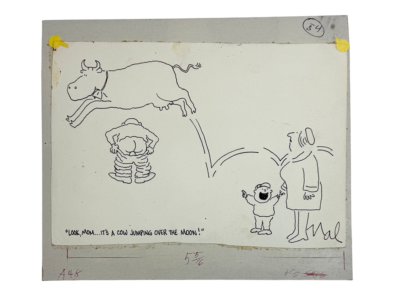 Original Cartoon Drawing ?Cow Jumping Over the Moon (1 of 5)