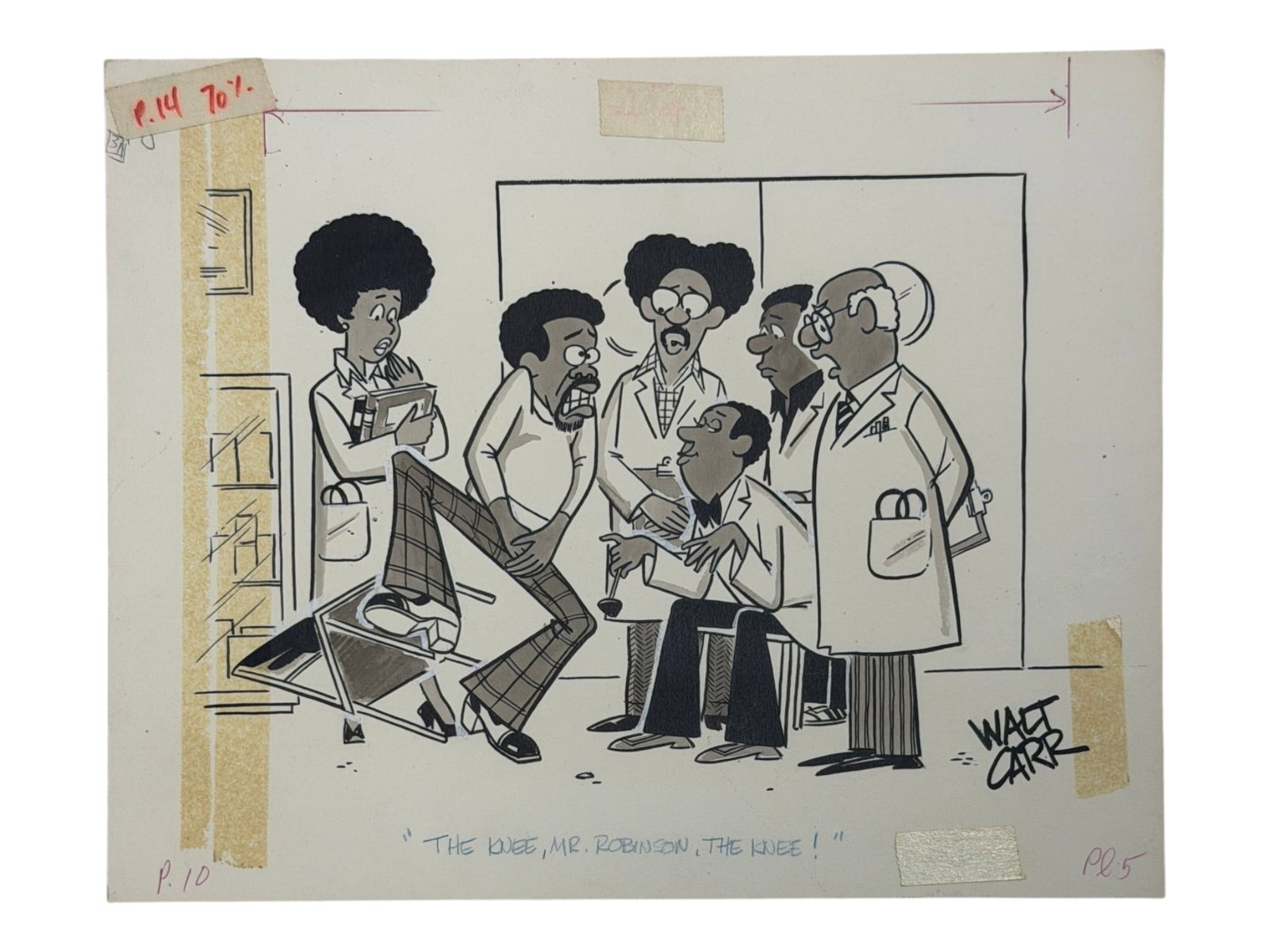 Walt Carr Original Cartoon Artwork 'The Knee, Mr. Robinson, The Knee!' (1 of 6)