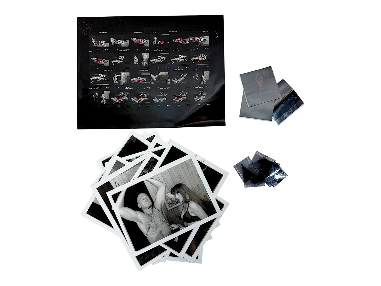 Vintage Black and White Bondage Fetish Nude Adult Erotic Photography Negative Contact Sheet (1 of 7)