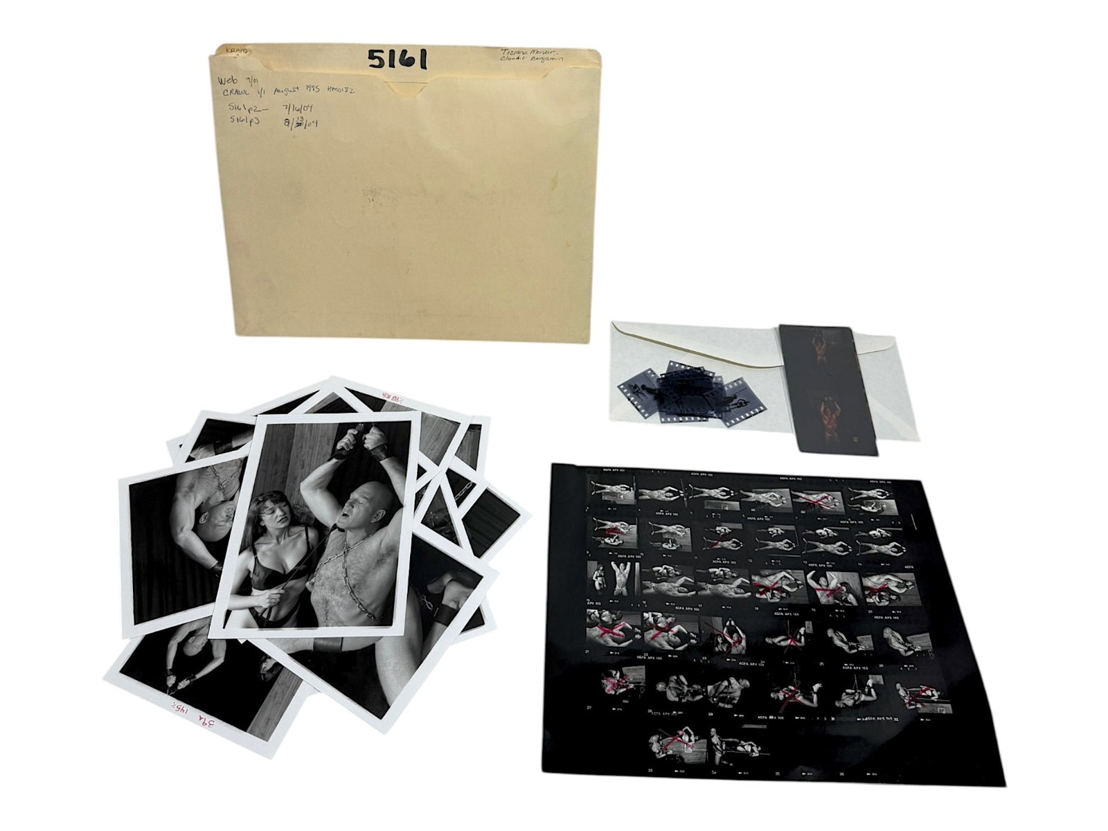 Vintage Black and White Bondage Fetish Nude Adult Erotic Photography Negative Contact Sheet (1 of 8)