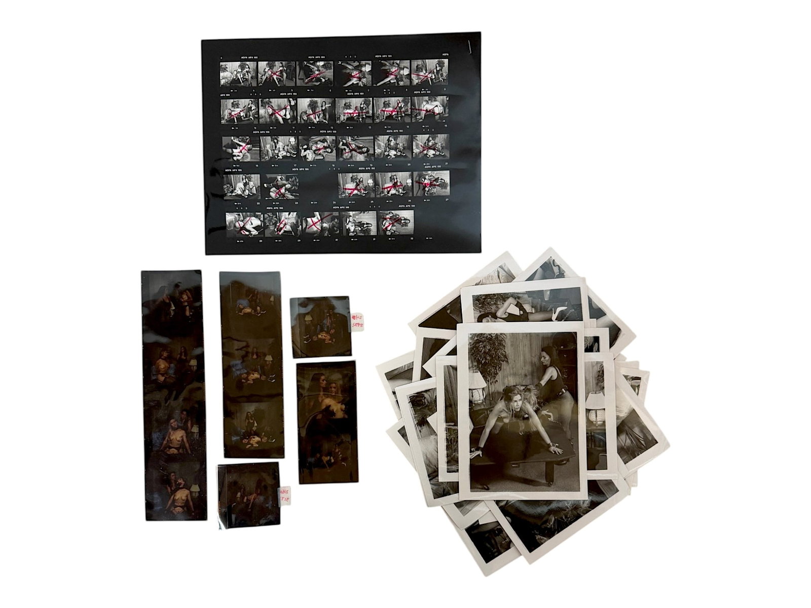Vintage Black and White Bondage Fetish Nude Adult Erotic Photography Negative Contact Sheet (1 of 7)