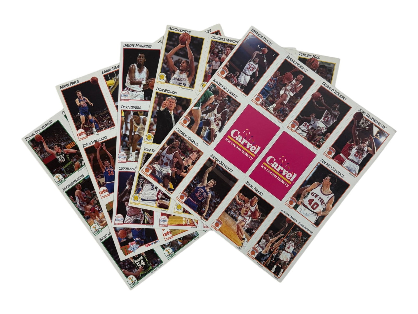 NBA Basketball Promotional Card Sheet Lot: Assorted promotional basketball card sheets featuring notable NBA players.