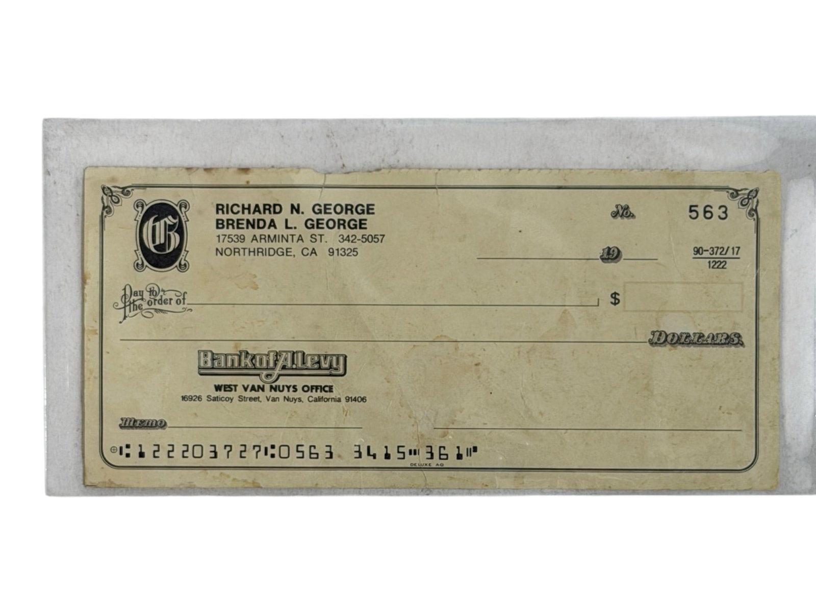 Vintage Bank of A. Levy Check (1 of 3)