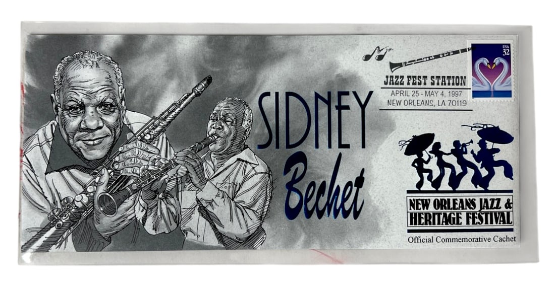 Bechet Jazz Festival Commemorative Cachet: New Orleans Jazz & Heritage Festival commemorative cachet honoring Sidney Bechet.