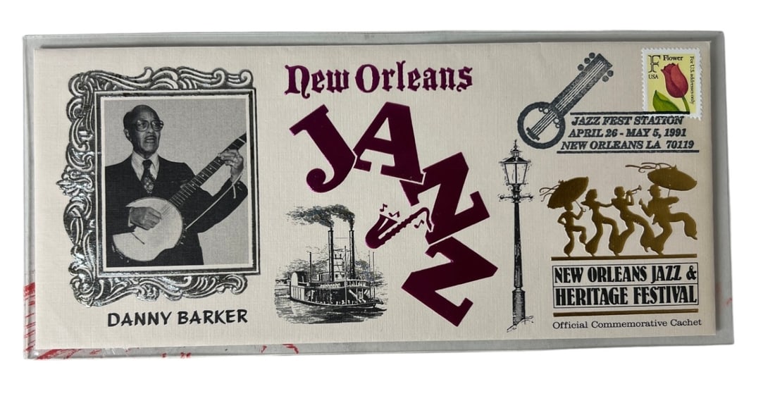 Danny Barker Jazz Festival Commemorative Cachet: New Orleans Jazz & Heritage Festival commemorative cachet honoring Danny Barker.