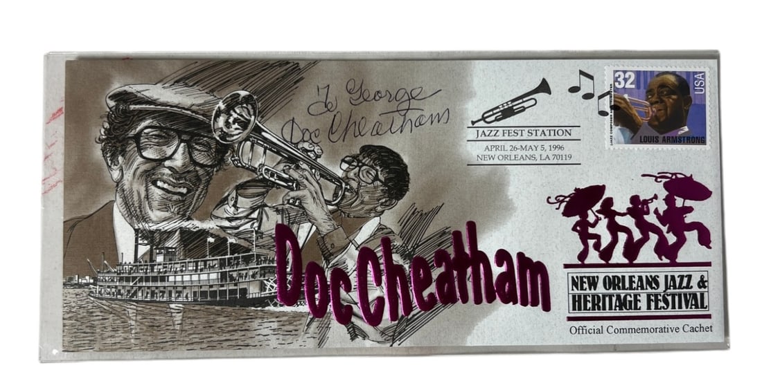 Doc Cheatham Jazz Festival Commemorative Cachet: New Orleans Jazz & Heritage Festival commemorative cachet honoring Doc Cheatham.