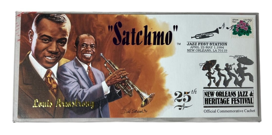 Louis Armstrong 'Satchmo' Commemorative Cachet: New Orleans Jazz & Heritage Festival commemorative cachet featuring Louis Armstrong.
