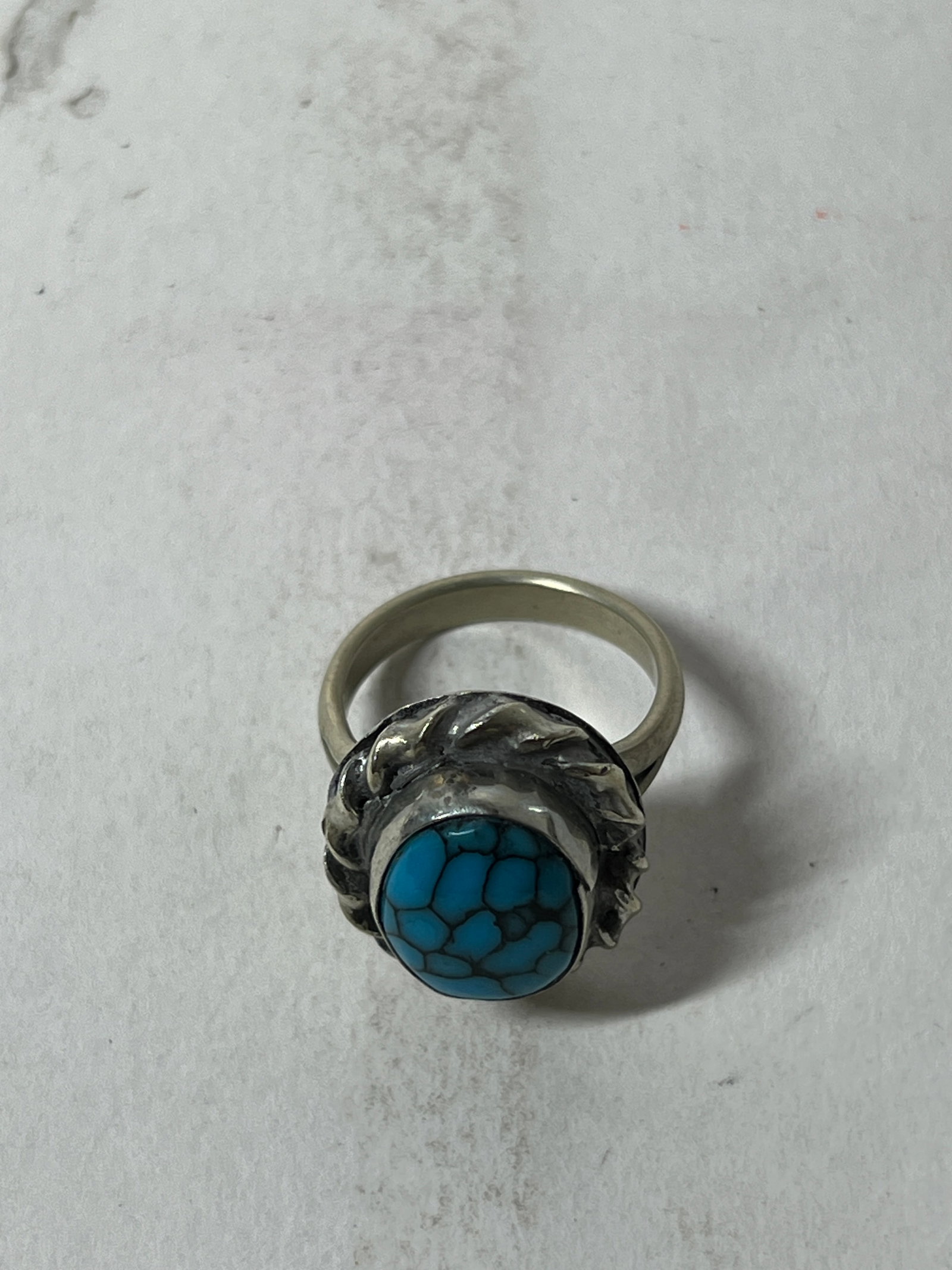 Sterling Style Turquoise Ring - 2
