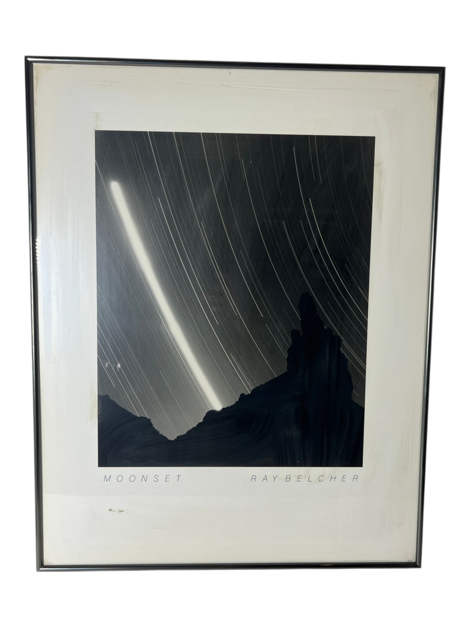 Framed Ray Belcher Offset Lithograph Moonset 1982 Ink & Light: Ray Belcher Offset Lithograph Moonset 1982 Ink & Light