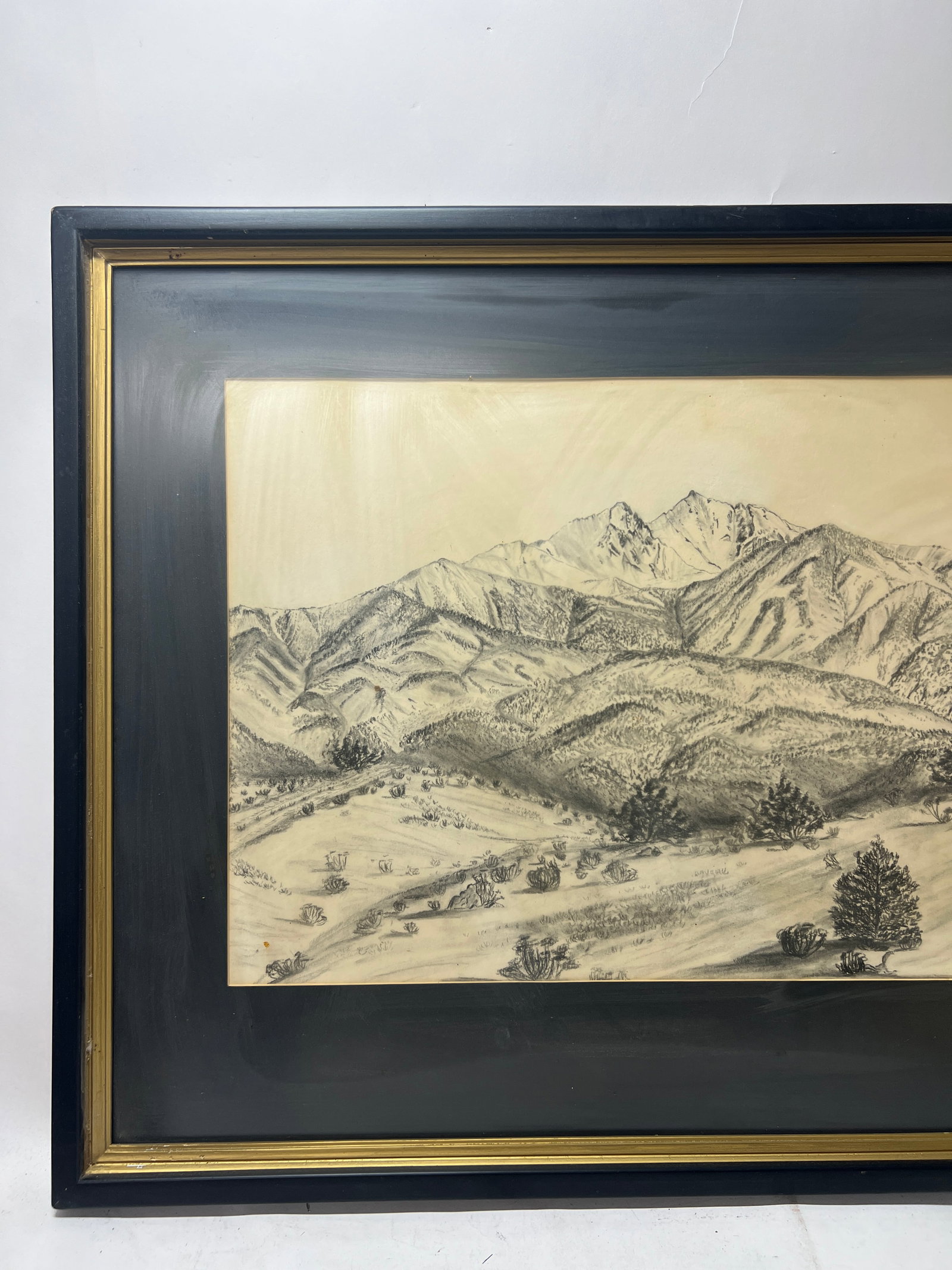 Mountain Landscape Drawing Signed - 2