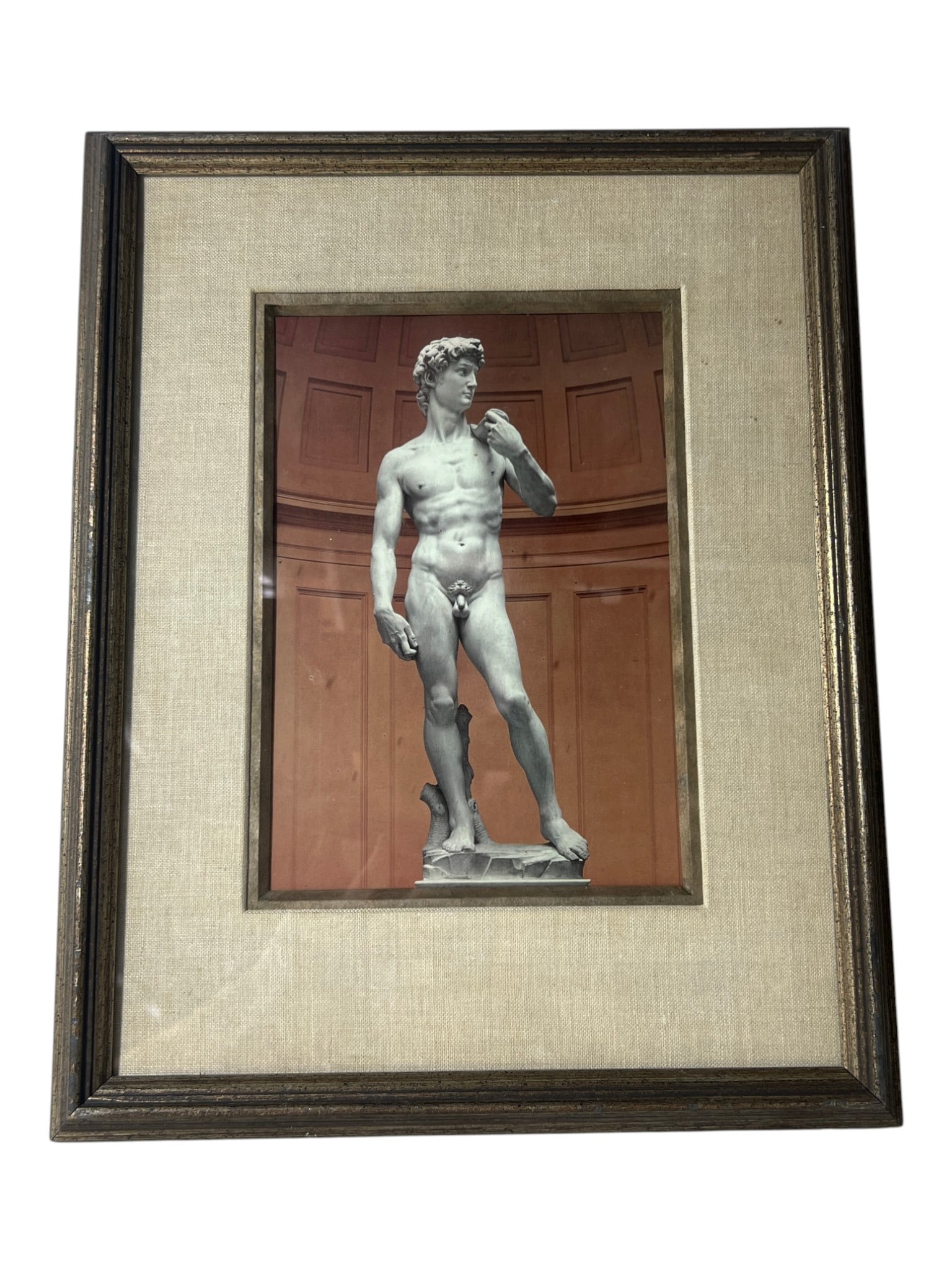 Framed David Sculpture Print: Decorative framed print of Michelangelo's David.