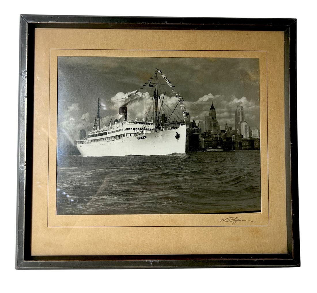 Antique Ocean Liner Photograph Signed (1 of 4)