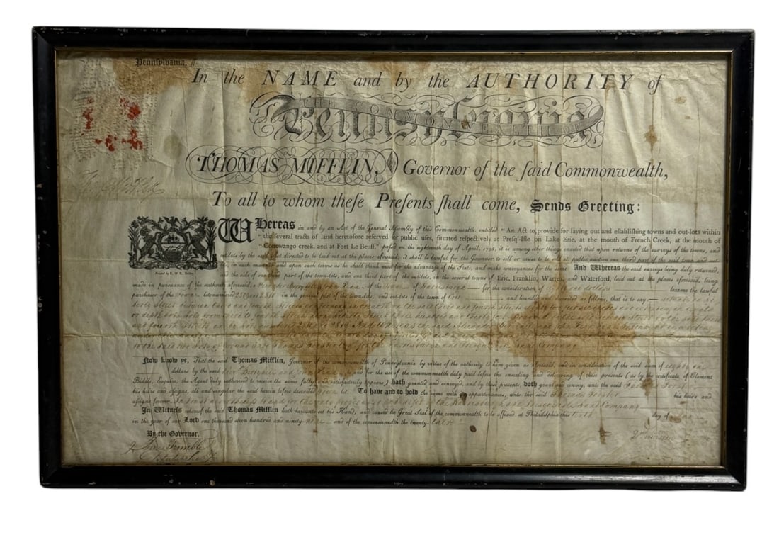 Antique Pennsylvania Land Grant Document (1 of 6)