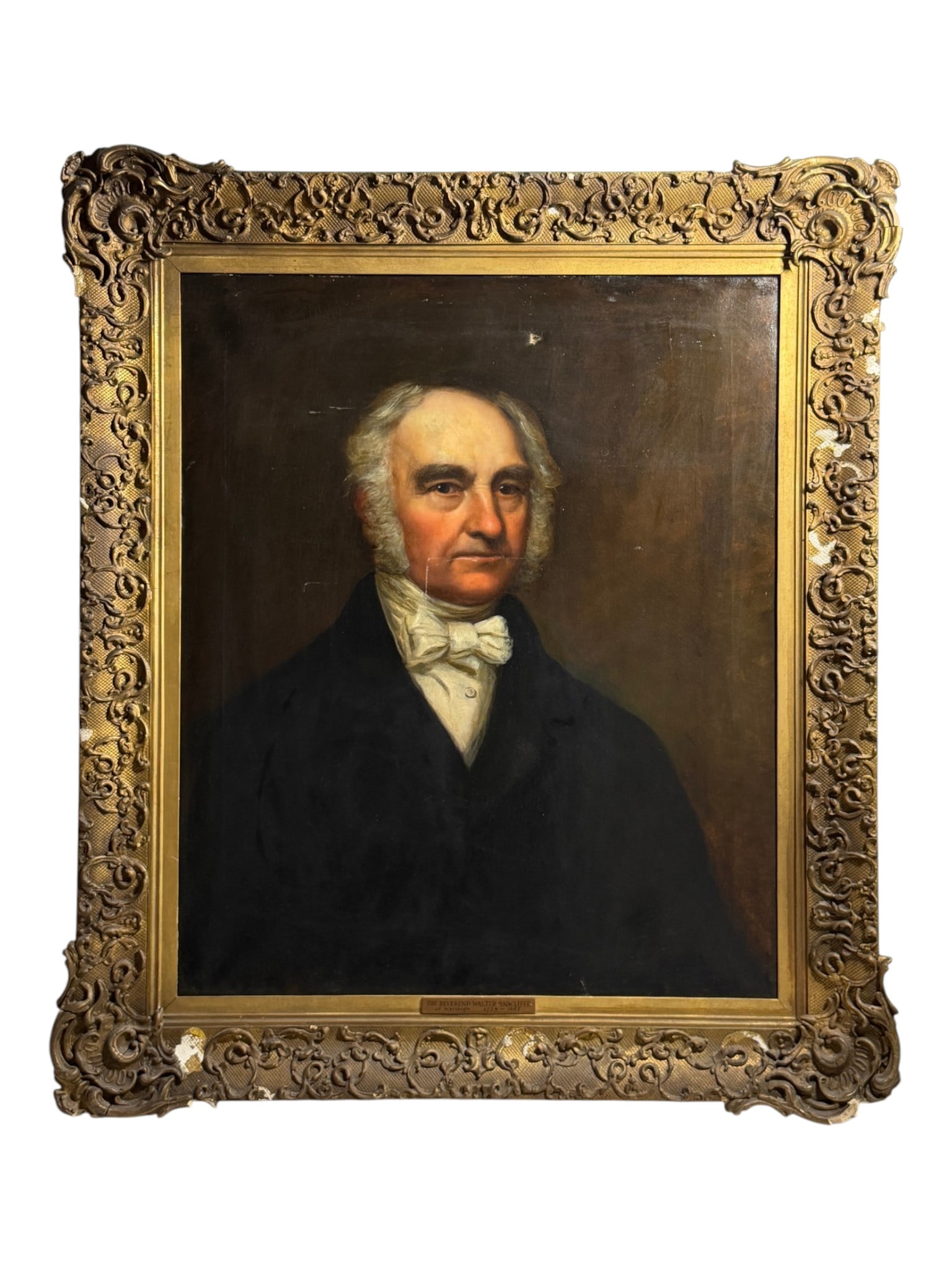 Antique Oil Painting on Canvas Portrait of Reverend Walter Danforth (1 of 7)