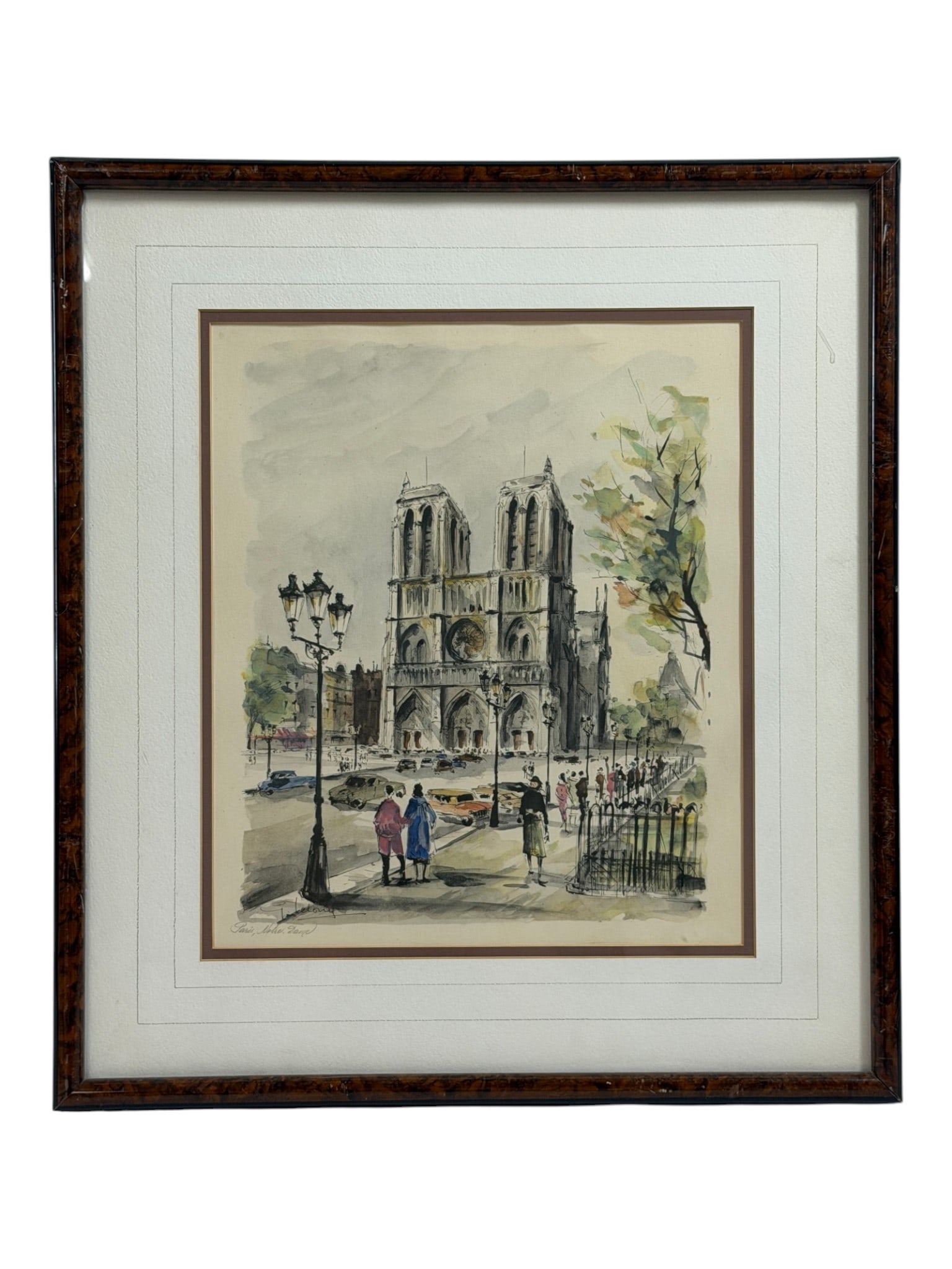 Notre Dame Paris Watercolor Signed (1 of 6)