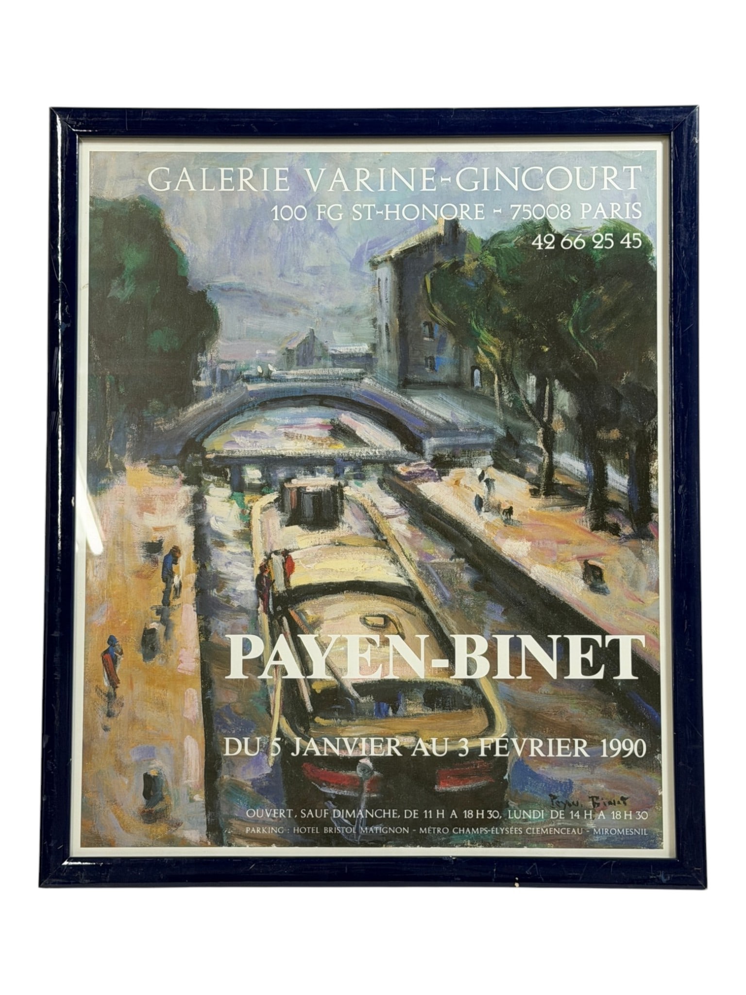 Payen-Binet Exhibition Poster: Framed French gallery exhibition poster for Payen-Binet, dated 1990.