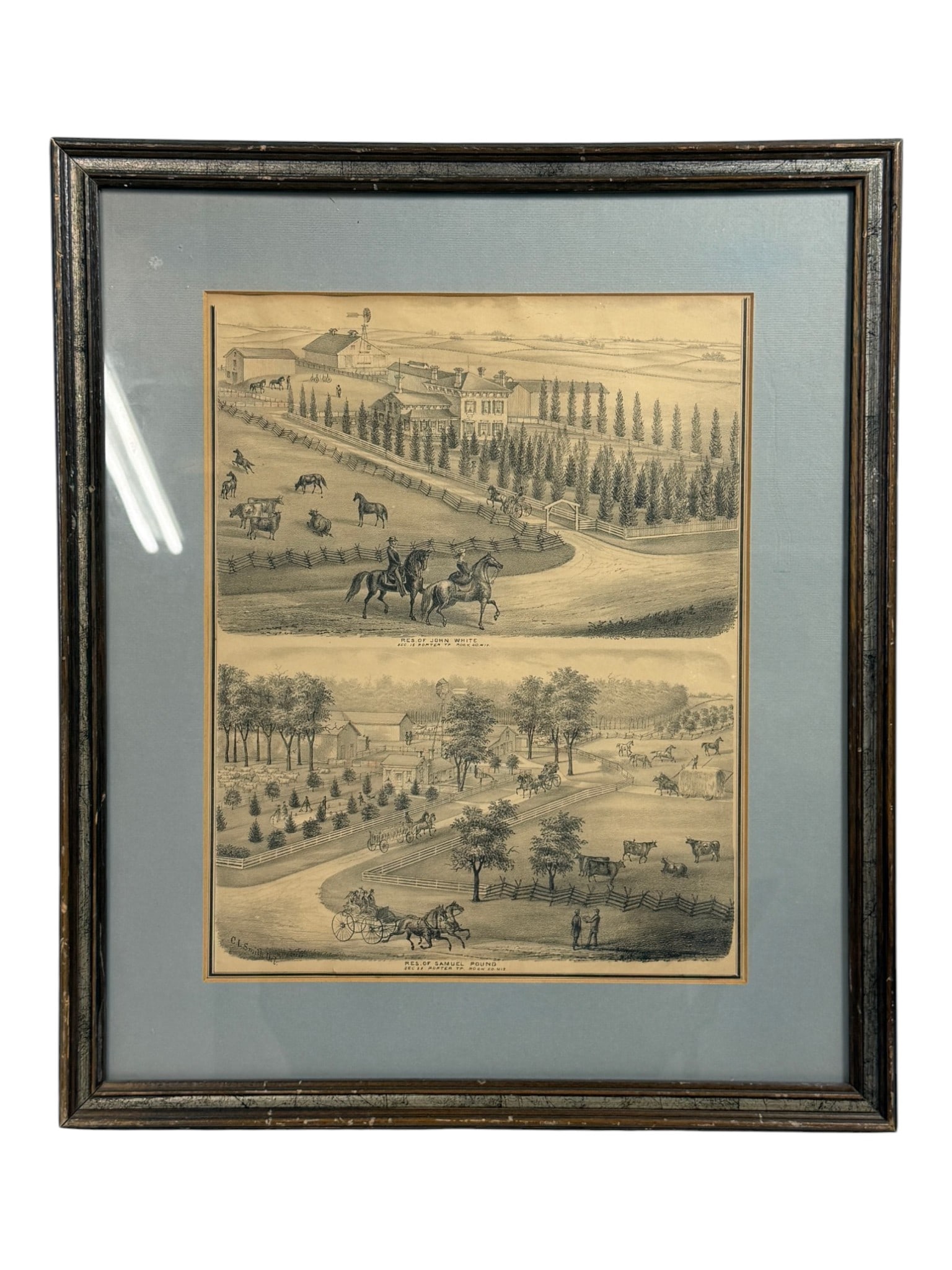 Antique Farm Residence Lithograph (1 of 5)