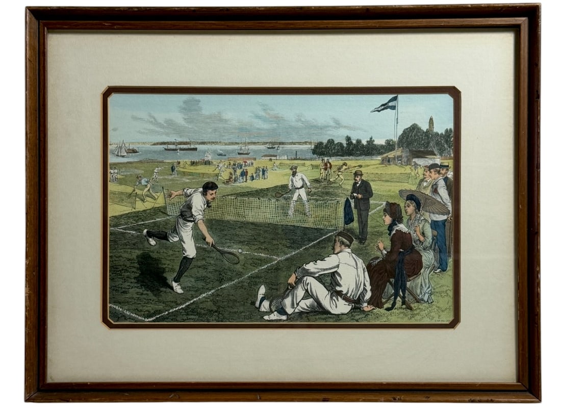 Vintage Tennis Match Lithograph (1 of 5)