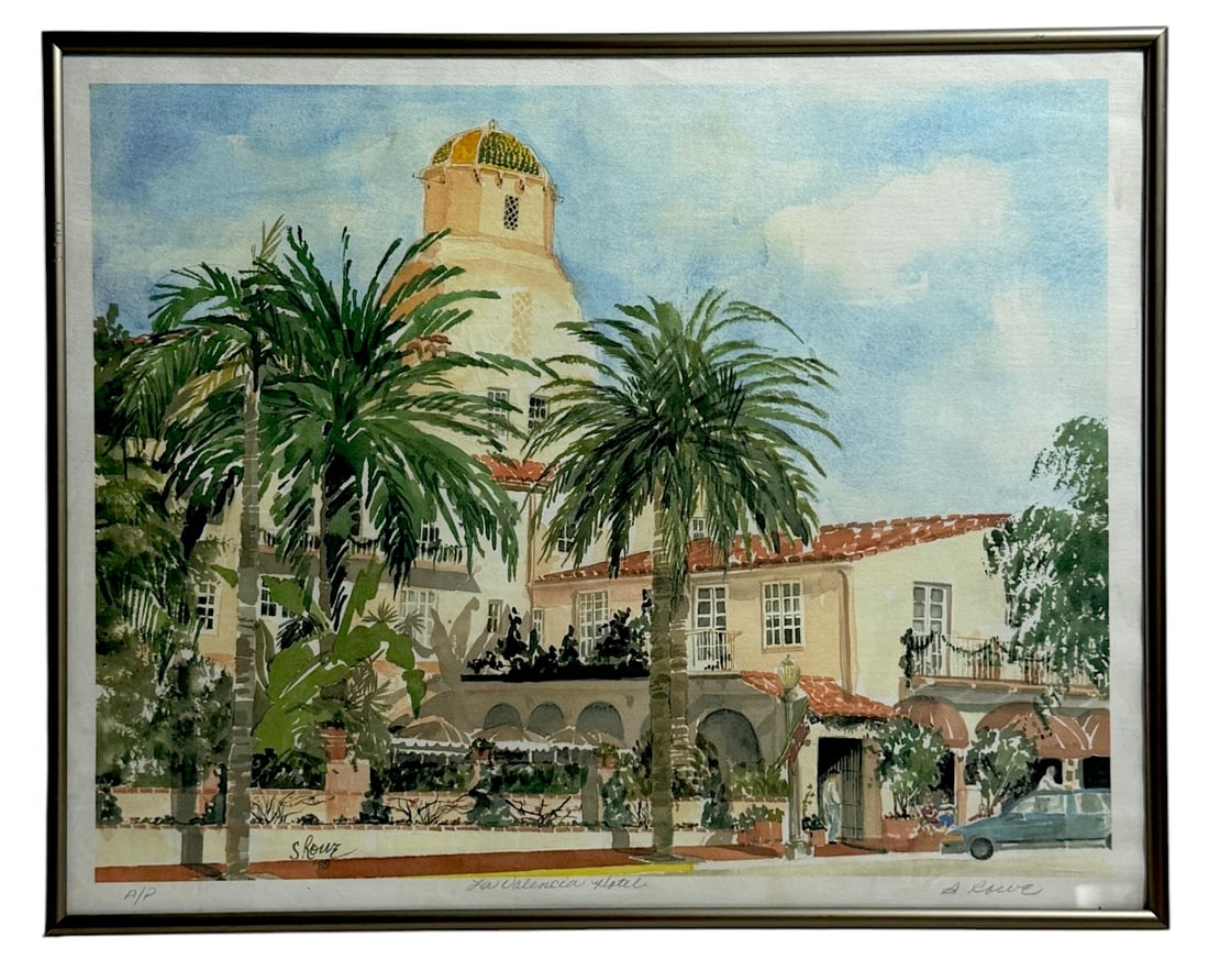 La Valencia Hotel Lithograph Signed and Numbered (1 of 7)