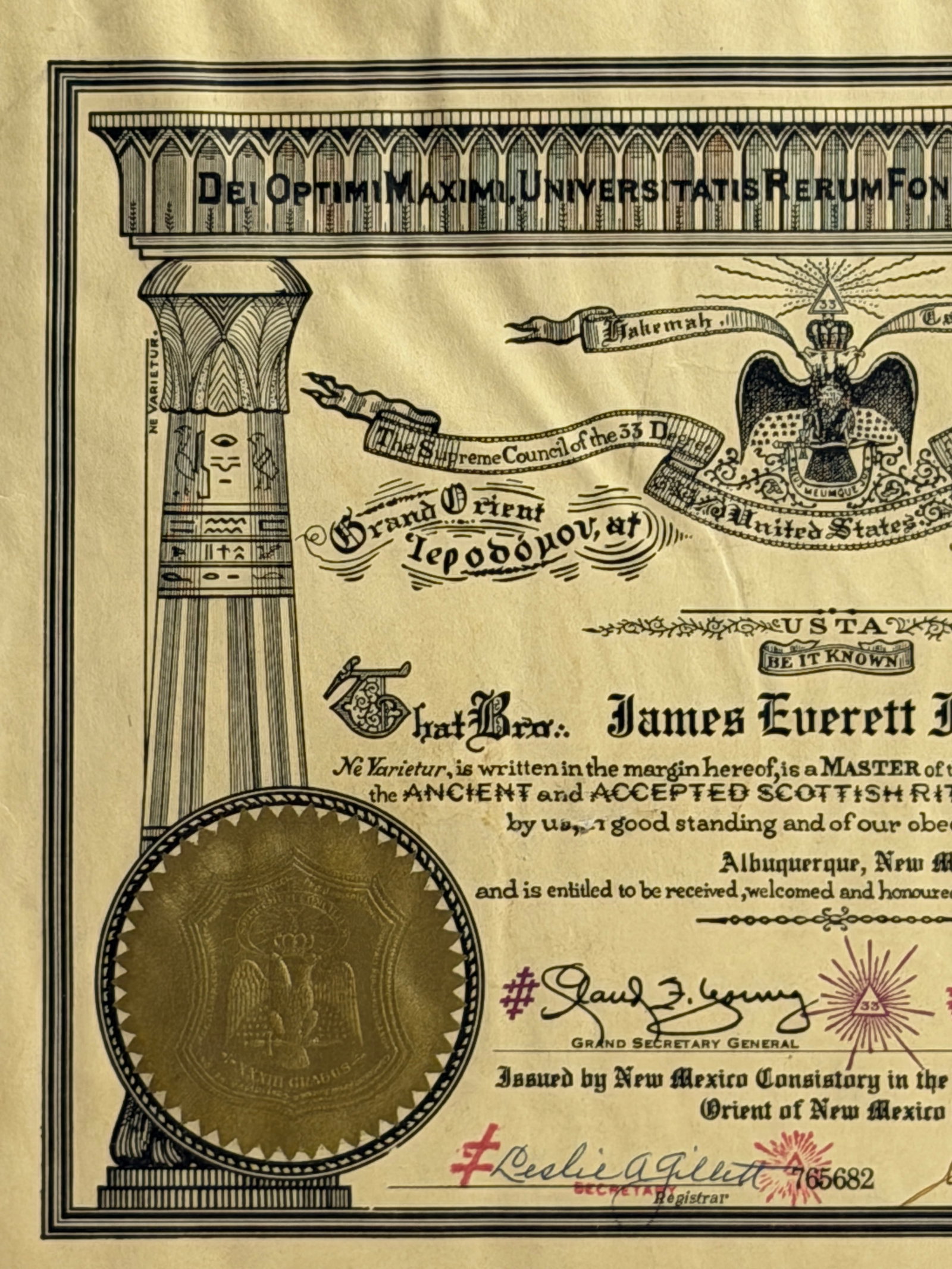 Masonic Certificate - 2
