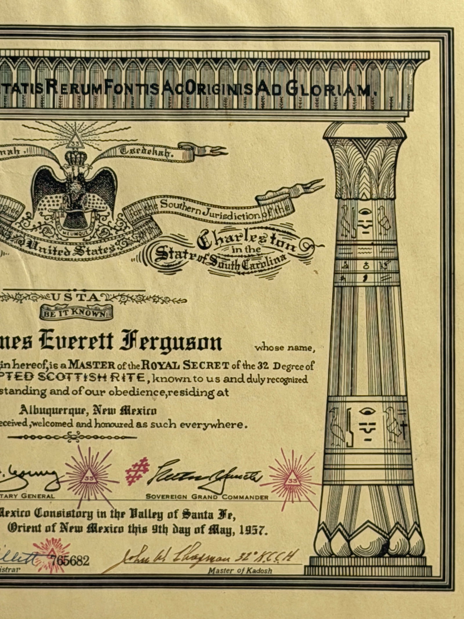 Masonic Certificate - 3