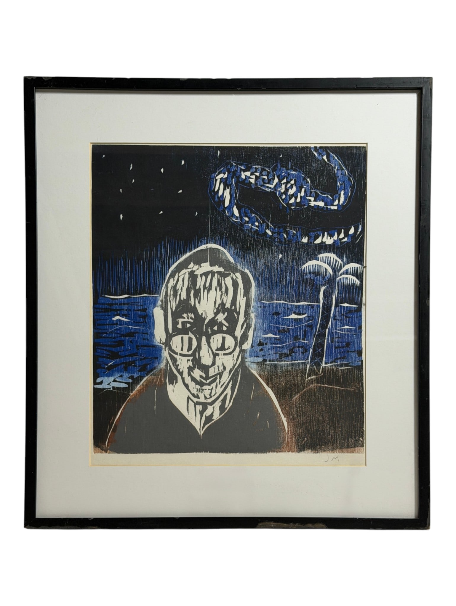 Expressionist Woodcut Signed J.M. (1 of 5)