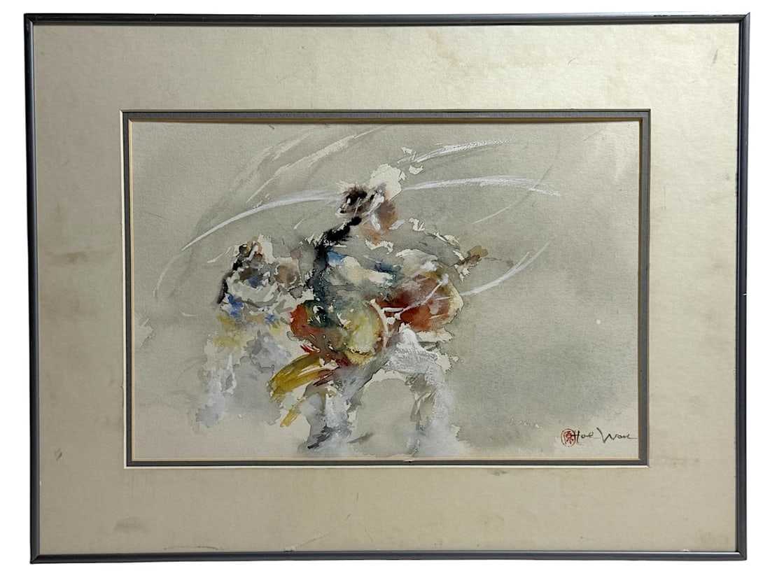 Abstract Watercolor Composition Signed Hoe Wan (1 of 6)