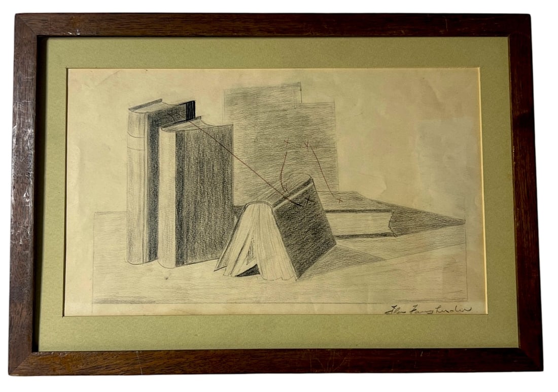 Still Life with Books Drawing Signed (1 of 4)