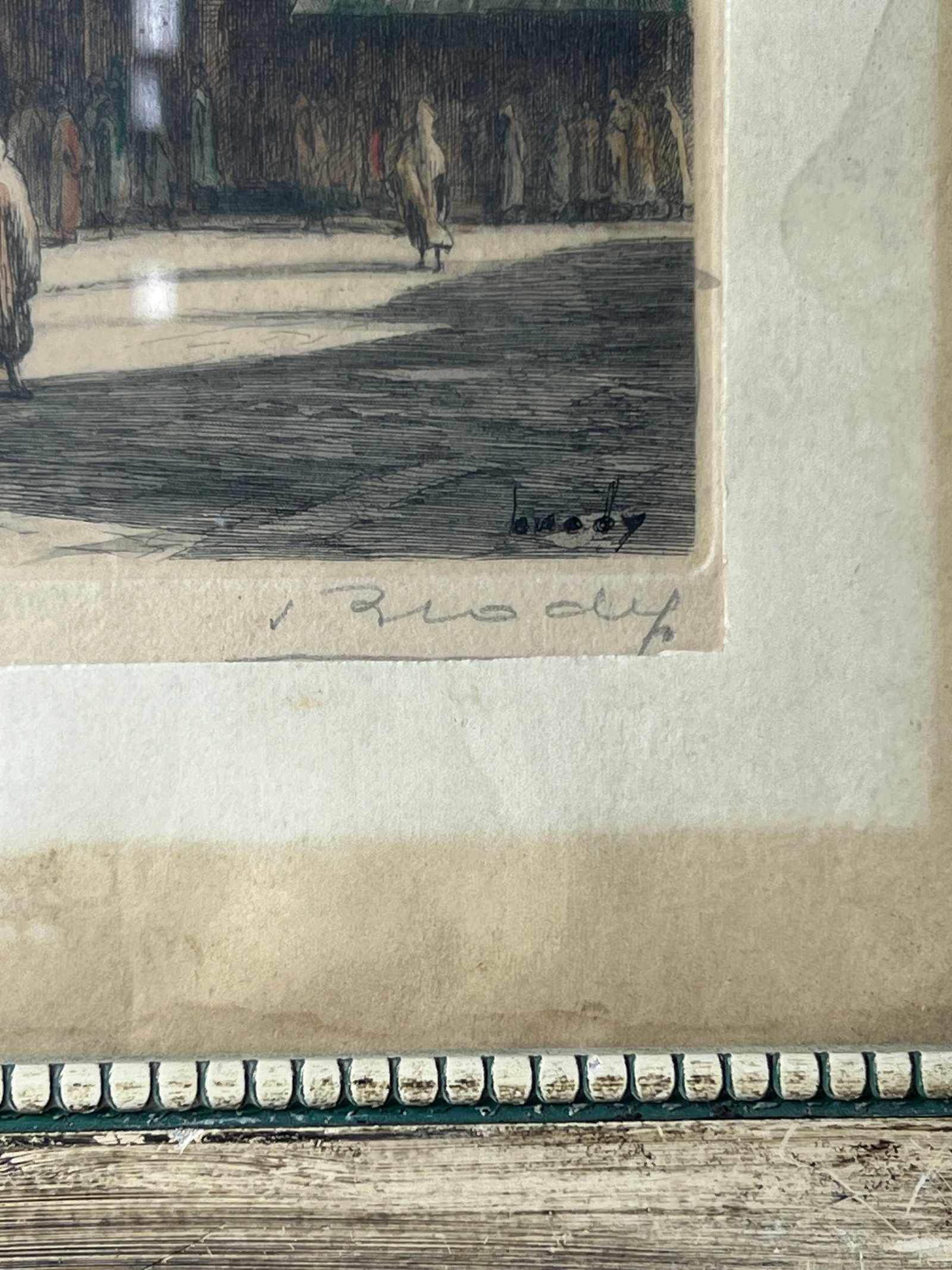 Middle Eastern Gate Etching hand Signed - 2