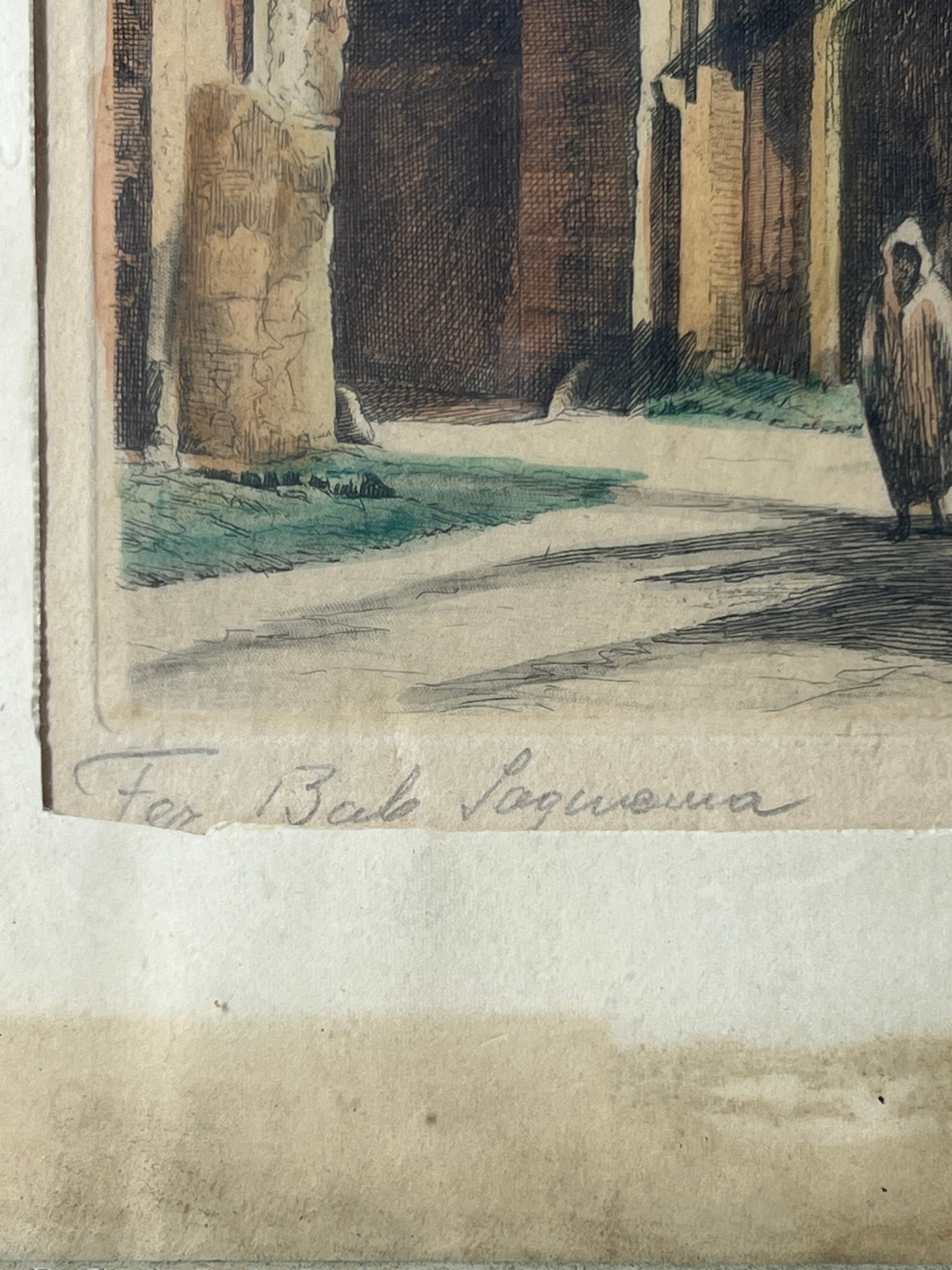 Middle Eastern Gate Etching hand Signed - 3