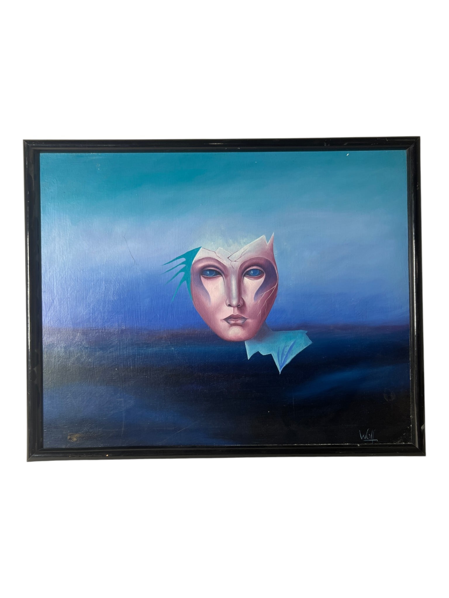 Vintage Painting Signed Wolf (1 of 4)