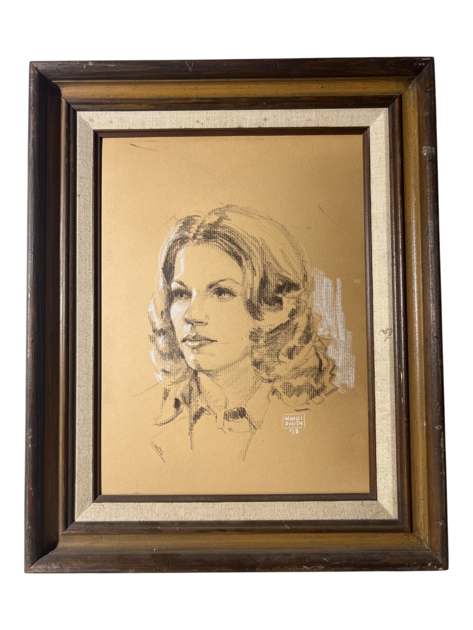 Portrait Sketch of Woman Signed by Woodi Smith (1 of 4)
