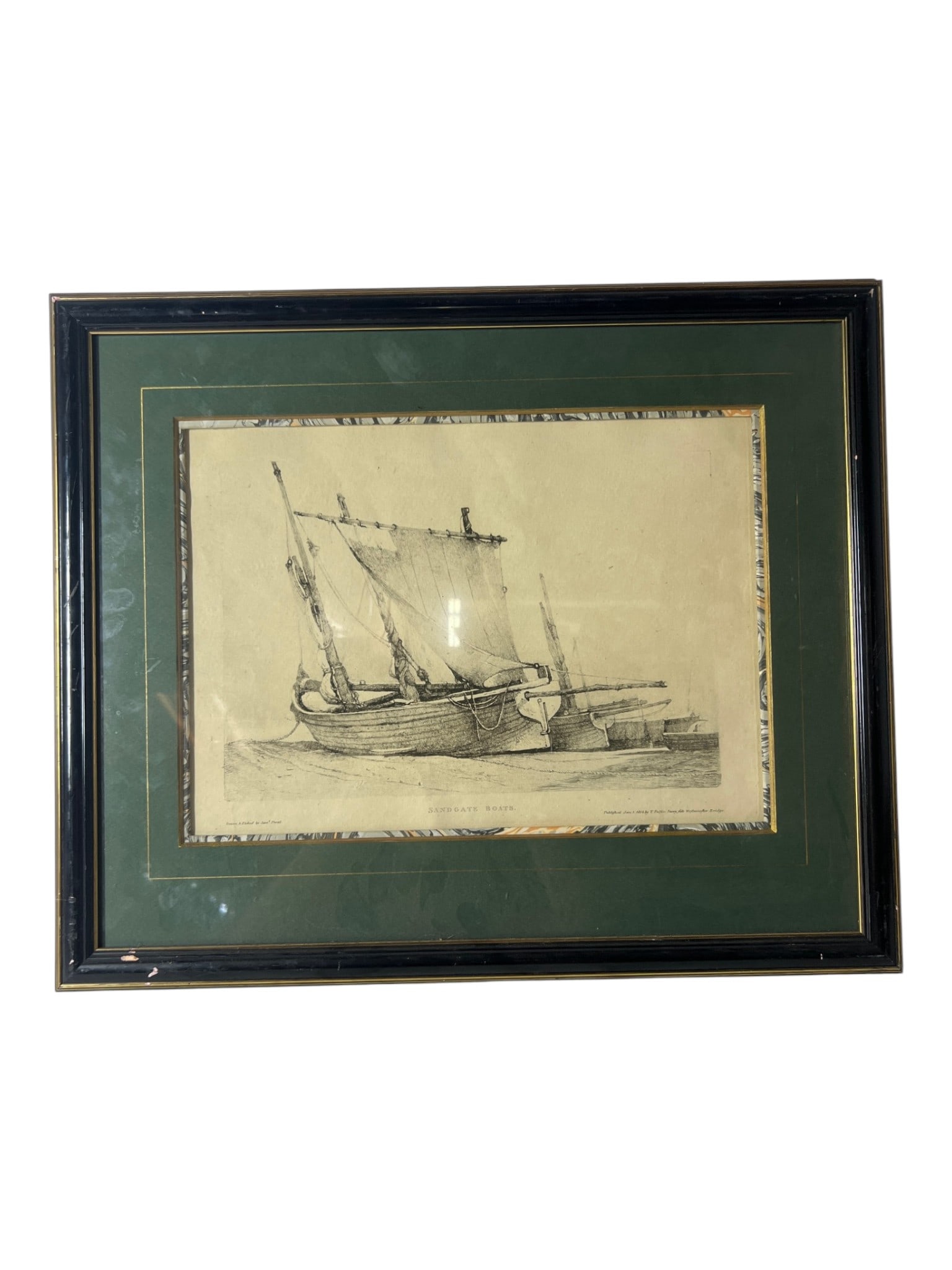 Etching Sandgate Boats by SAMUEL PROUT (English, 1783-1852) dated 1814 (1 of 5)