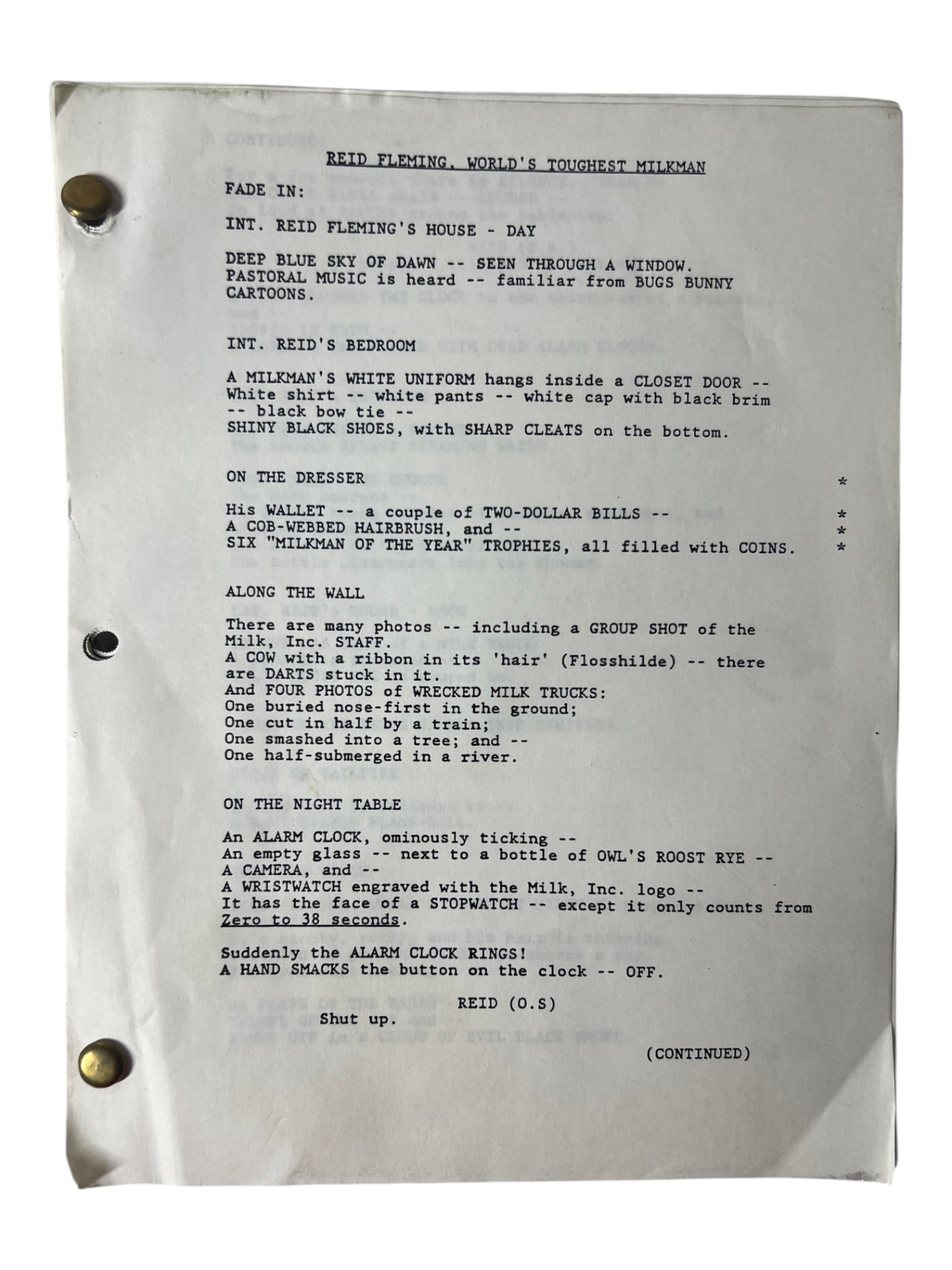 Year on the Island Movie Screenplay: Typed screenplay manuscript titled "Year on the Island".