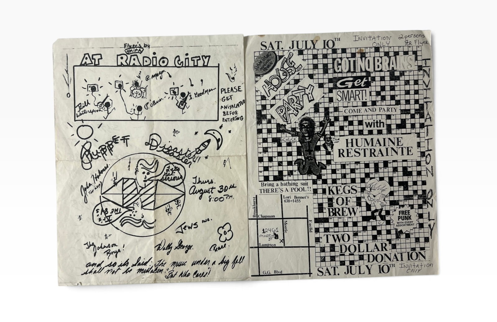 Radio City Humane Restraint Punk Rock Flyers