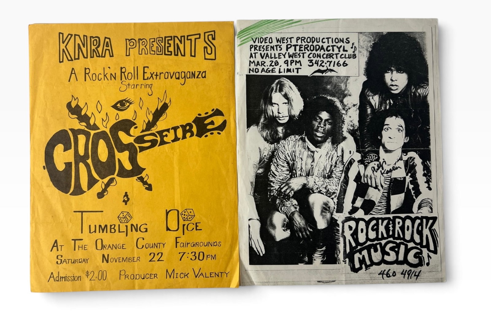 Crossfire Pterodactyl Punk Rock Concert Flyers